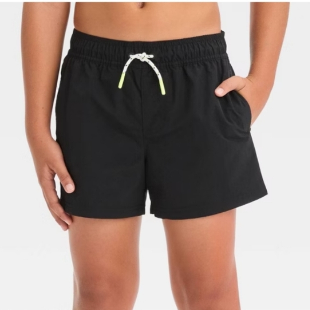 Boys' Solid Swim Trunks - art class Black S(6/7)